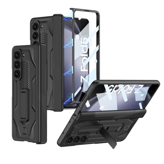 For Samsung Galaxy Z Fold5 GKK Integrated Magnetic Armor Flip Phone Case with Holder(Black) - Galaxy Z Fold5 Cases by GKK | Online Shopping South Africa | PMC Jewellery