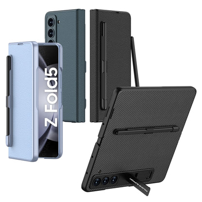 For Samsung Galaxy Z Fold5 GKK Flip Leather All-Inclusive Phone Case with Pen Holder(Silver) - Galaxy Z Fold5 Cases by GKK | Online Shopping South Africa | PMC Jewellery | Buy Now Pay Later Mobicred