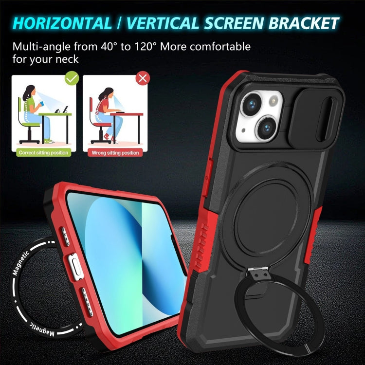 For iPhone 13 Sliding Camshield MagSafe Holder TPU Hybrid PC Phone Case(Black Red) - free shipping - PMC TechLife - Order now!