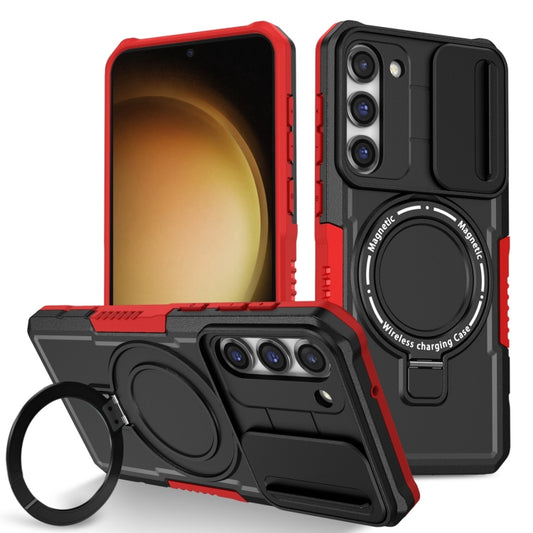 For Samsung Galaxy S23+ 5G Sliding Camshield Magsafe Holder TPU Hybrid PC Phone Case(Black Red) - Galaxy S23+ 5G Cases by PMC Jewellery | Online Shopping South Africa | PMC Jewellery