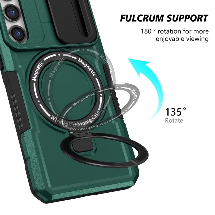 For Samsung Galaxy S23+ 5G Sliding Camshield Magsafe Holder TPU Hybrid PC Phone Case(Deep Green) - Galaxy S23+ 5G Cases by PMC Jewellery | Online Shopping South Africa | PMC Jewellery