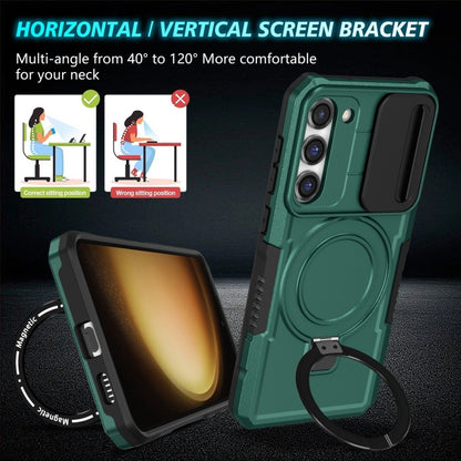 For Samsung Galaxy S23+ 5G Sliding Camshield Magsafe Holder TPU Hybrid PC Phone Case(Deep Green) - Galaxy S23+ 5G Cases by PMC Jewellery | Online Shopping South Africa | PMC Jewellery