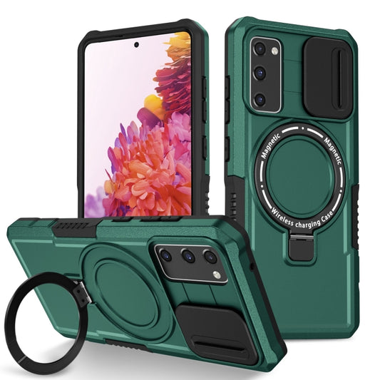 For Samsung Galaxy S20 FE Sliding Camshield Magsafe Holder TPU Hybrid PC Phone Case(Deep Green) - Galaxy Phone Cases by PMC Jewellery | Online Shopping South Africa | PMC Jewellery