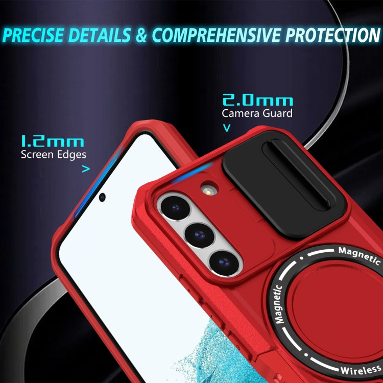 For Samsung Galaxy S22 5G Sliding Camshield Magsafe Holder TPU Hybrid PC Phone Case(Red) - Galaxy Phone Cases by PMC TechLife | Online Shopping South Africa | PMC TechLife