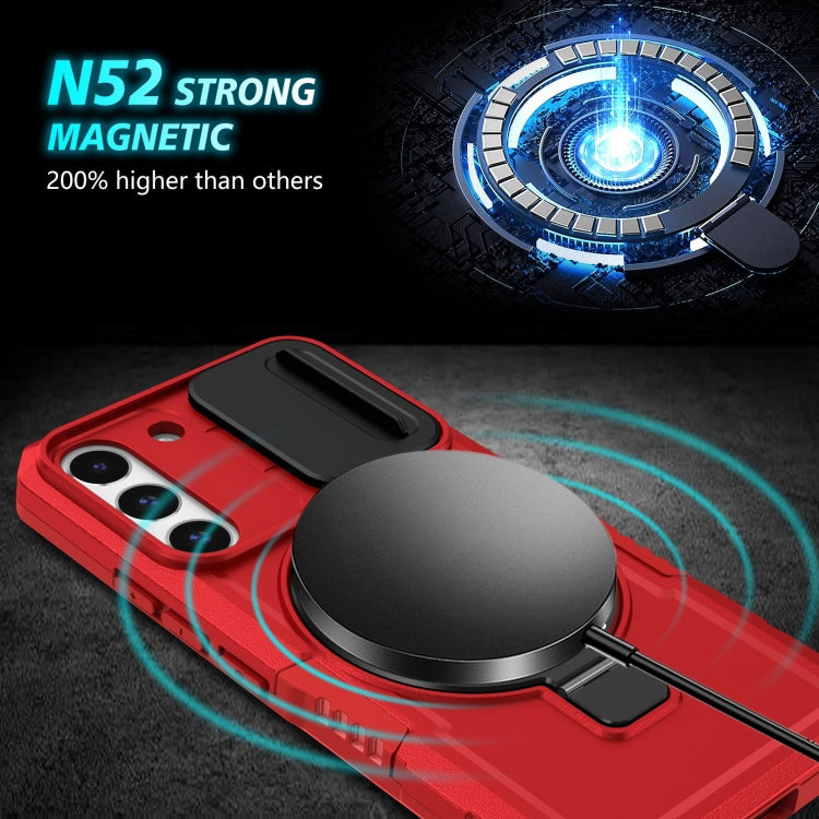 For Samsung Galaxy S22 5G Sliding Camshield Magsafe Holder TPU Hybrid PC Phone Case(Red) - Galaxy Phone Cases by PMC TechLife | Online Shopping South Africa | PMC TechLife