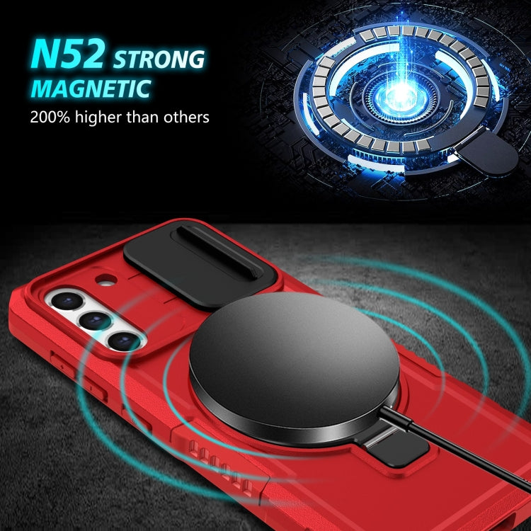 For Samsung Galaxy S21 FE 5G Sliding Camshield Magsafe Holder TPU Hybrid PC Phone Case(Red) - Galaxy Phone Cases by PMC TechLife | Online Shopping South Africa | PMC TechLife
