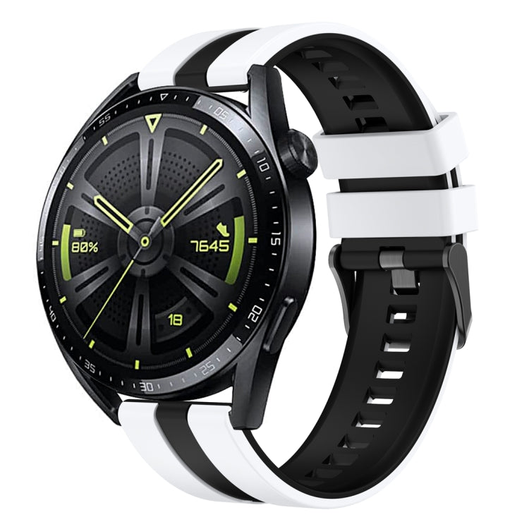 For Huawei Watch GT 3 / GT 3 Pro Vertical Two Color Silicone Watch Band(White+Black) - Watch Bands by PMC TechLife | Online Shopping South Africa | PMC TechLife