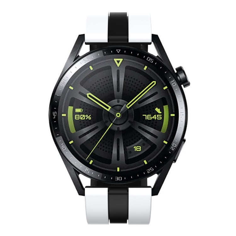 For Huawei Watch GT 3 / GT 3 Pro Vertical Two Color Silicone Watch Band(White+Black) - Watch Bands by PMC TechLife | Online Shopping South Africa | PMC TechLife