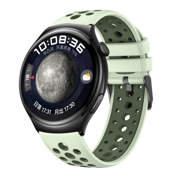 For Huawei Watch 4 Two Color Round Hole Silicone Watch Band(Mint Green) - Watch Bands by PMC TechLife | Online Shopping South Africa | PMC TechLife