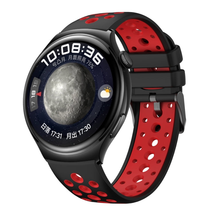 For Huawei Watch 4 Two Color Round Hole Silicone Watch Band(Black Red) - Watch Bands by PMC TechLife | Online Shopping South Africa | PMC TechLife