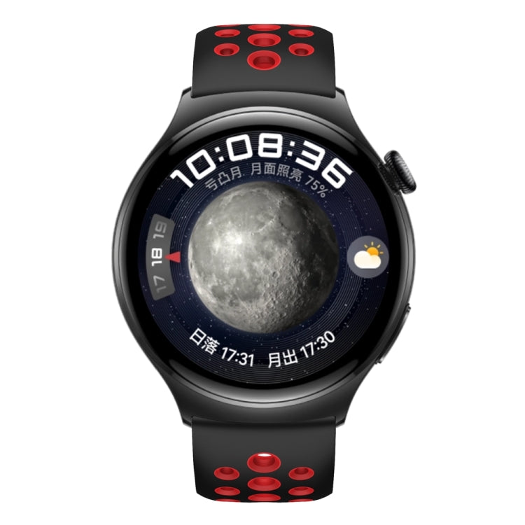 For Huawei Watch 4 Two Color Round Hole Silicone Watch Band(Black Red) - Watch Bands by PMC TechLife | Online Shopping South Africa | PMC TechLife