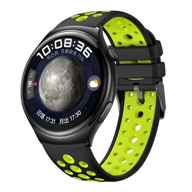 For Huawei Watch 4 Two Color Round Hole Silicone Watch Band(Black Green) - Watch Bands by PMC TechLife | Online Shopping South Africa | PMC TechLife