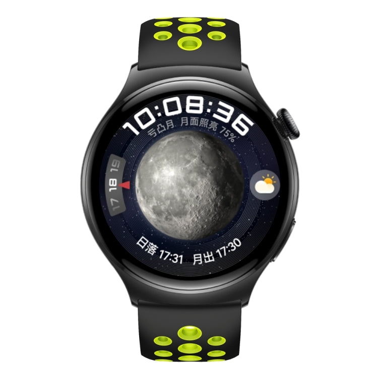 For Huawei Watch 4 Two Color Round Hole Silicone Watch Band(Black Green) - Watch Bands by PMC TechLife | Online Shopping South Africa | PMC TechLife