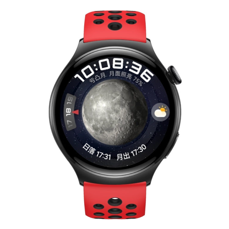 For Huawei Watch 4 Two Color Round Hole Silicone Watch Band(Red Black) - Watch Bands by PMC TechLife | Online Shopping South Africa | PMC TechLife