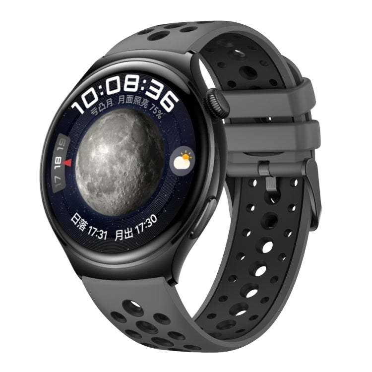 For Huawei Watch 4 Two Color Round Hole Silicone Watch Band(Graphite Grey) - free shipping - PMC TechLife - Order now!
