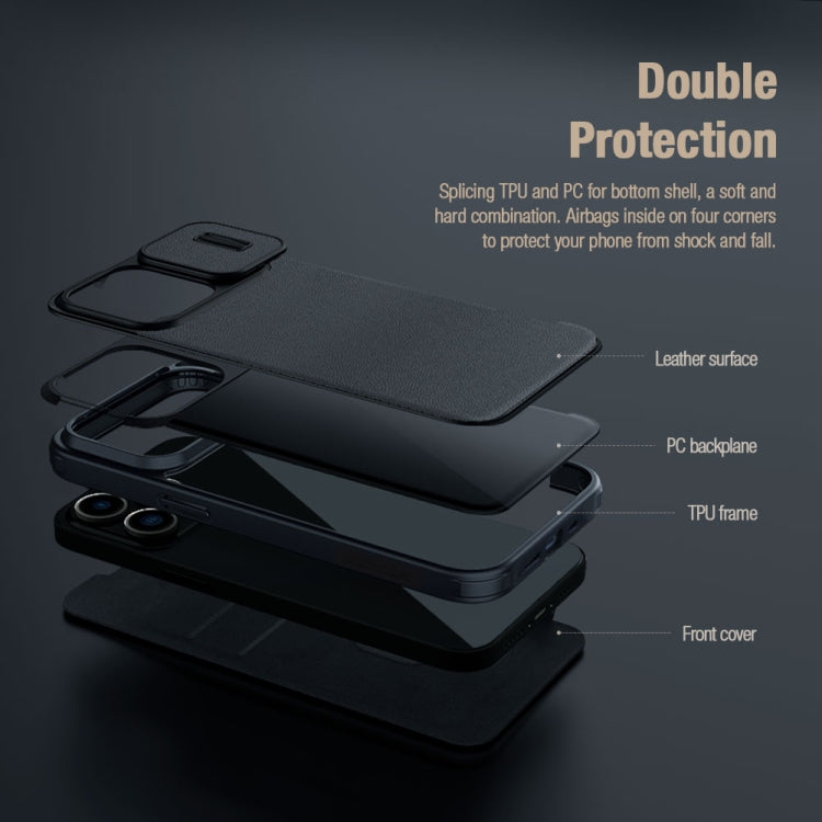 For iPhone 15 Pro NILLKIN QIN Series Pro Fabric Textured Leather Phone Case(Blue) - iPhone 15 Pro Max Cases by NILLKIN | Online Shopping South Africa | PMC TechLife | Buy Now Pay Later Mobicred