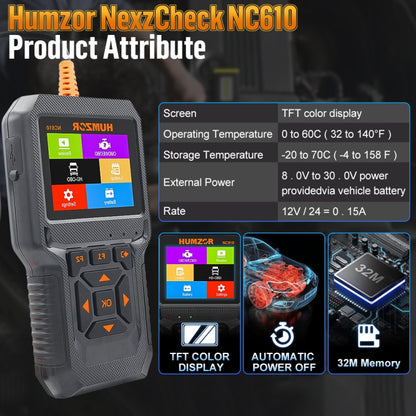 HUMZOR NexzCheck NC610 Car / Truck Code Reader OBD2 Diagnostic Scan Tool(Black) - Code Readers & Scan Tools by PMC Jewellery | Online Shopping South Africa | PMC Jewellery