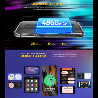 Ulefone Armor X12, 3GB+32GB, Rugged Phone, Face Unlock, 5.45 inch Android 13 Go MediaTek Helio A22 Quad Core, Network: 4G, NFC(All Black) - Ulefone by Ulefone | Online Shopping South Africa | PMC Jewellery | Buy Now Pay Later Mobicred