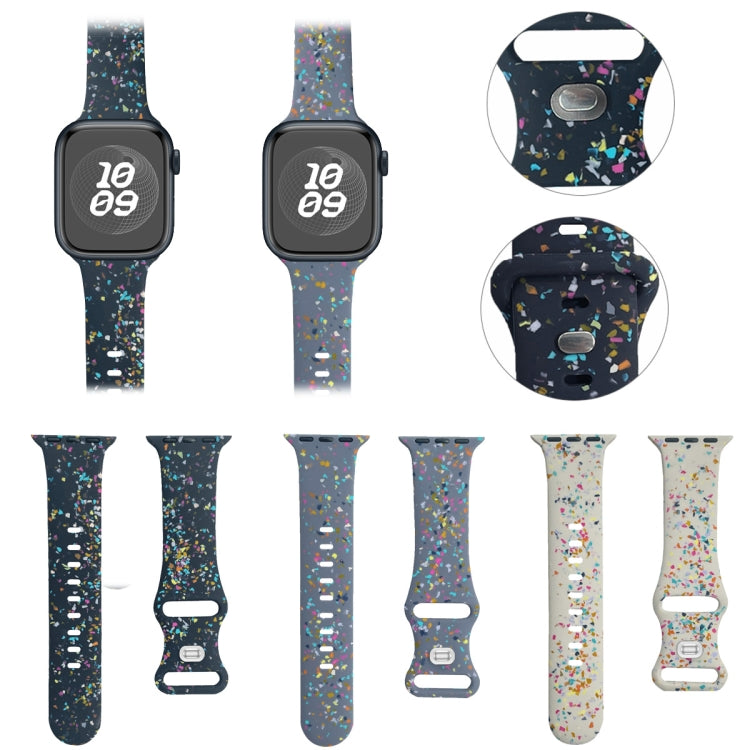 For Apple Watch SE 2023 40mm Floral Silicone Watch Band(Grey) - Watch Bands by PMC TechLife | Online Shopping South Africa | PMC TechLife