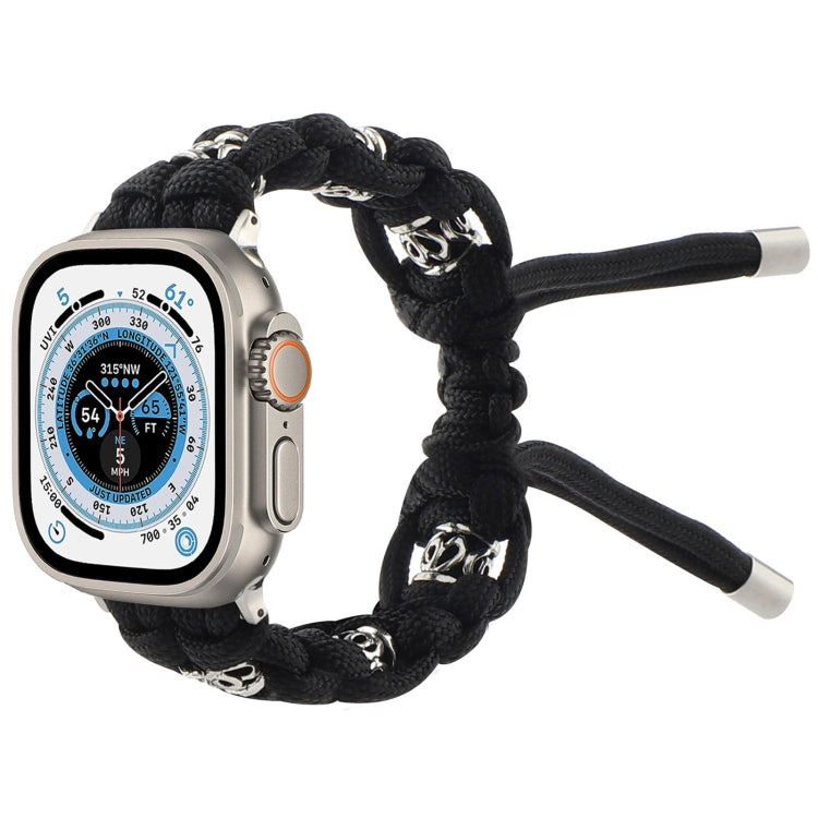 For Apple Watch Ultra 2 49mm Silk Silver Beads Braided Watch Band(Black) - free shipping - PMC TechLife - Order now!