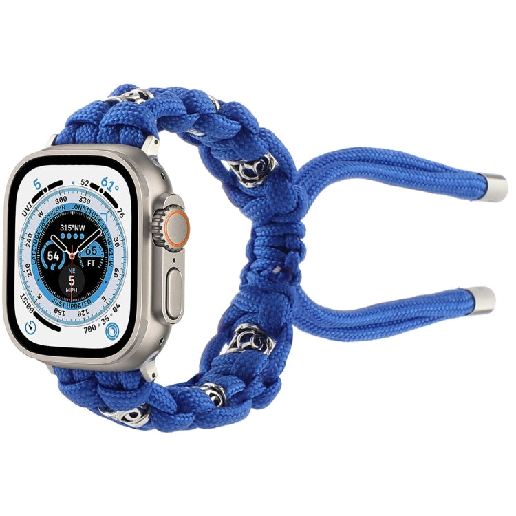 For Apple Watch Ultra 2 49mm Silk Silver Beads Braided Watch Band(Blue) - free shipping - PMC TechLife - Order now!