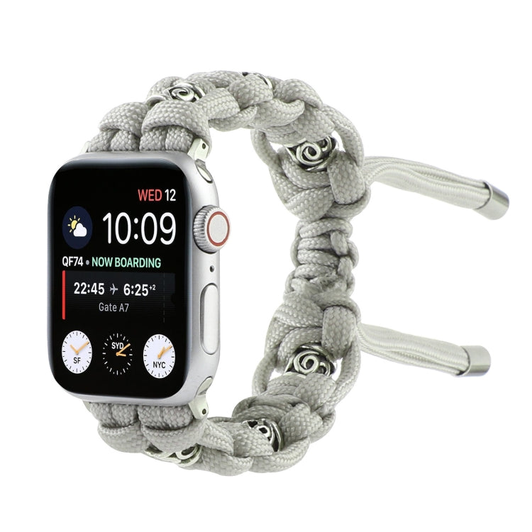 For Apple Watch Series 4 44mm Silk Silver Beads Braided Watch Band(Grey) - Watch Bands by PMC TechLife | Online Shopping South Africa | PMC TechLife