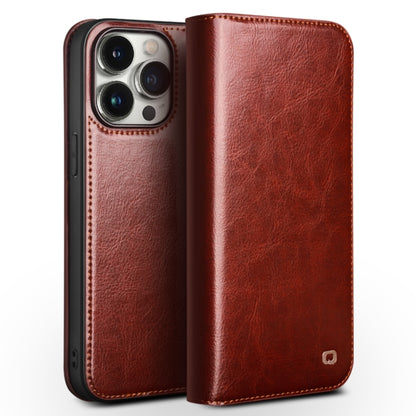 For iPhone 15 Pro Max QIALINO Classic Genuine Leather Phone Case(Brown) - iPhone 15 Pro Max Cases by QIALINO | Online Shopping South Africa | PMC Jewellery | Buy Now Pay Later Mobicred