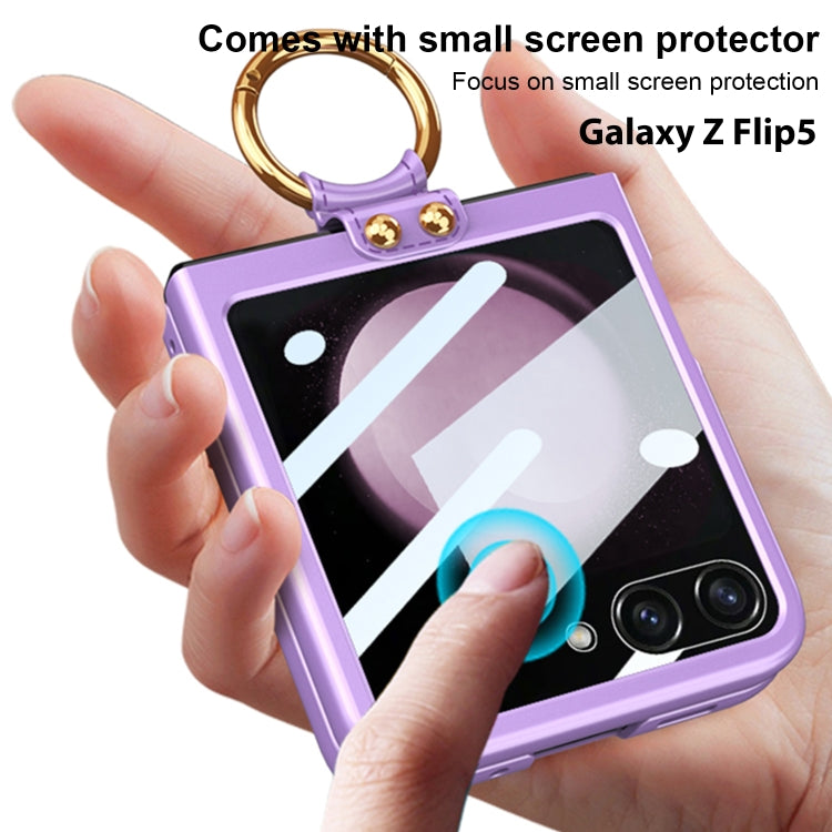 For Samsung Galaxy Z Flip5 GKK Integrated Ultra-thin PC Ring Holder Phone Case(Black) - Galaxy Z Flip5 Cases by GKK | Online Shopping South Africa | PMC TechLife | Buy Now Pay Later Mobicred