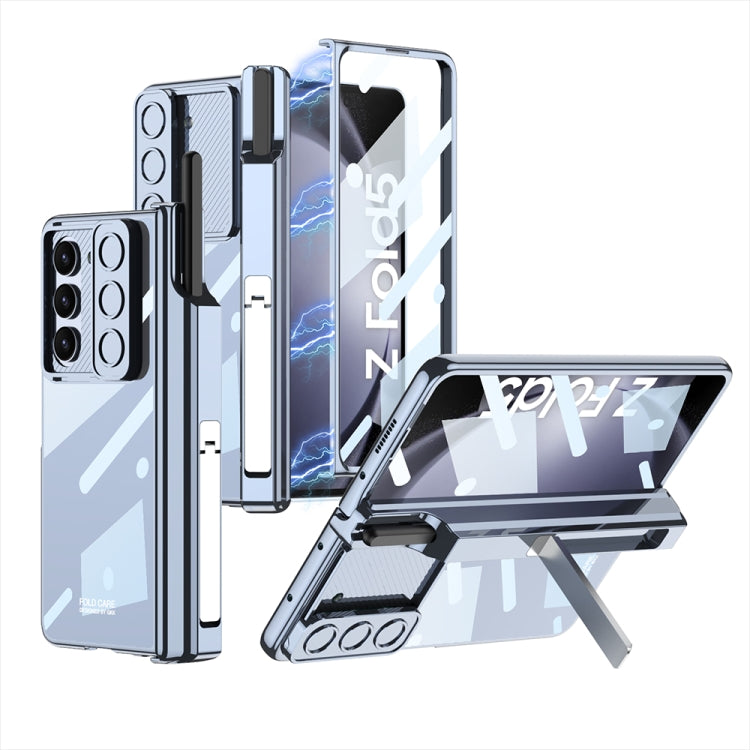 For Samsung Galaxy Z Fold5 5G GKK Integrated Push Lens Window Fold Hinge Phone Case with Pen Slots(Blue) - free shipping - PMC TechLife - Order now!