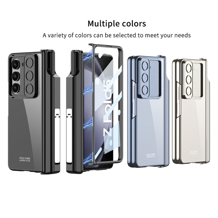 For Samsung Galaxy Z Fold5 5G GKK Integrated Push Lens Window Fold Hinge Phone Case with Pen Slots(Blue) - free shipping - PMC TechLife - Order now!