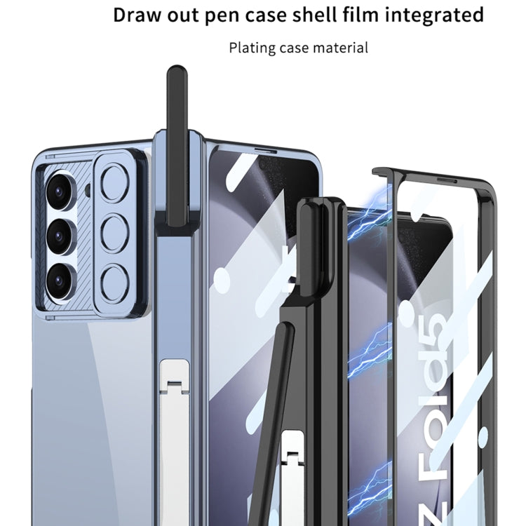 For Samsung Galaxy Z Fold5 5G GKK Integrated Push Lens Window Fold Hinge Phone Case with Pen Slots(Black) - Galaxy Z Fold5 Cases by GKK | Online Shopping South Africa | PMC TechLife | Buy Now Pay Later Mobicred