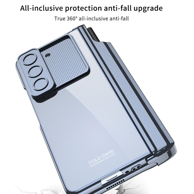 For Samsung Galaxy Z Fold5 5G GKK Integrated Push Lens Window Fold Hinge Phone Case with Pen Slots(Black) - Galaxy Z Fold5 Cases by GKK | Online Shopping South Africa | PMC TechLife | Buy Now Pay Later Mobicred