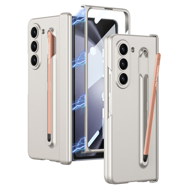 For Samsung Galaxy Z Fold5 5G GKK Integrated Fold Hinge Phone Case with Pen Slots, No Include Pen(Silver) - Galaxy Z Fold5 Cases by GKK | Online Shopping South Africa | PMC TechLife | Buy Now Pay Later Mobicred