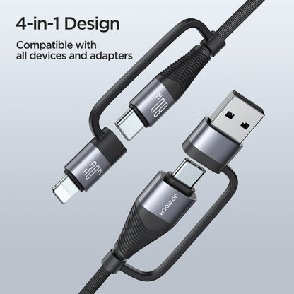 JOYROOM SA37-1T2 60W Multi-Function Series 2 in 1 Fast Charging Data Cable, Length:1.2m(Black) - Multifunction Cable by JOYROOM | Online Shopping South Africa | PMC Jewellery