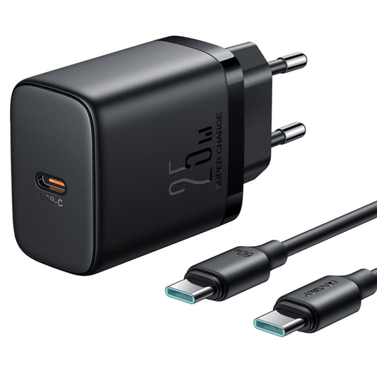 JOYROOM JR-TCF11 25W USB-C / Type-C Port Fast Charger with Cable Set, EU Plug(Black) - USB Charger by JOYROOM | Online Shopping South Africa | PMC Jewellery