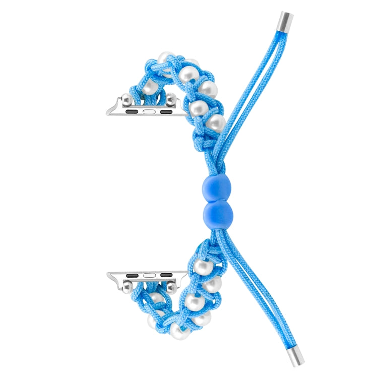 For Apple Watch SE 40mm Paracord Gypsophila Beads Drawstring Braided Watch Band(Blue) - Watch Bands by PMC TechLife | Online Shopping South Africa | PMC TechLife