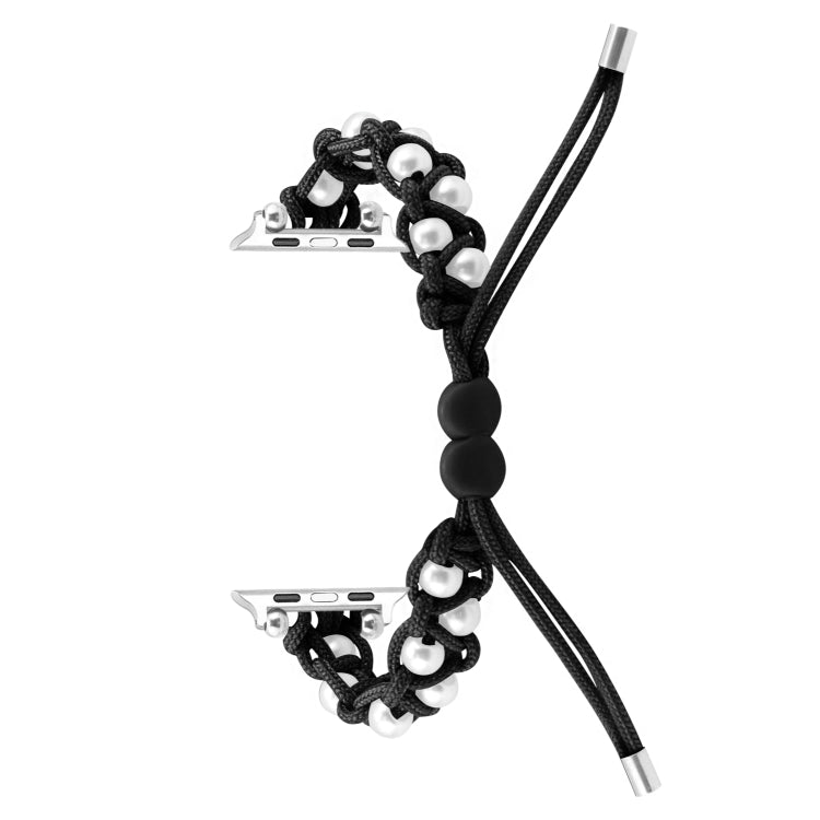 For Apple Watch 42mm Paracord Gypsophila Beads Drawstring Braided Watch Band(Black) - free shipping - PMC TechLife - Order now!