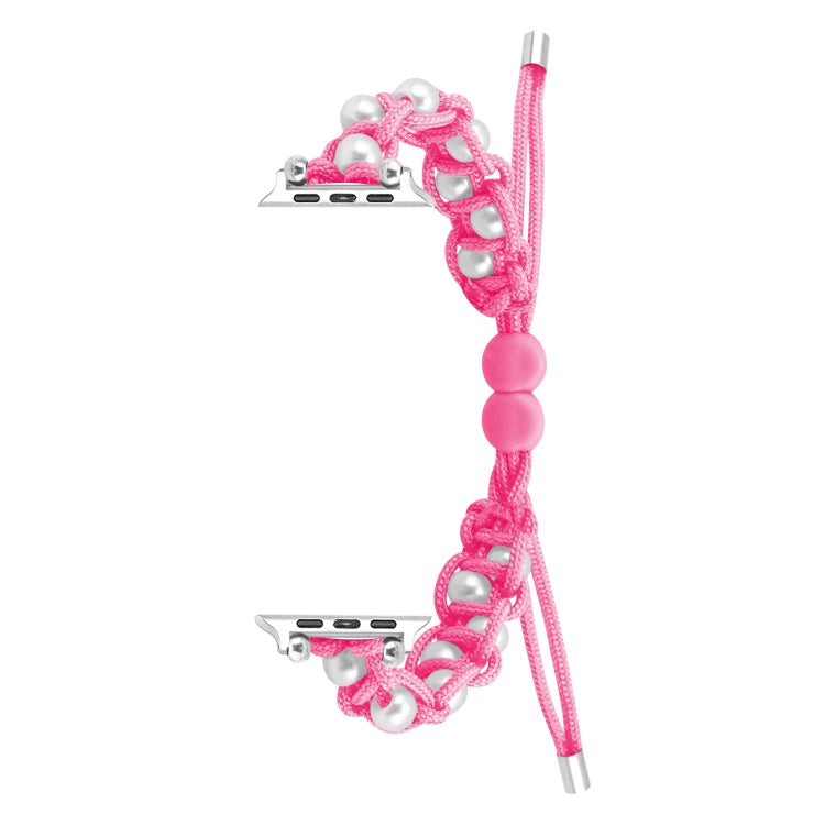 For Apple Watch 38mm Paracord Gypsophila Beads Drawstring Braided Watch Band(Pink) - Watch Bands by PMC TechLife | Online Shopping South Africa | PMC TechLife
