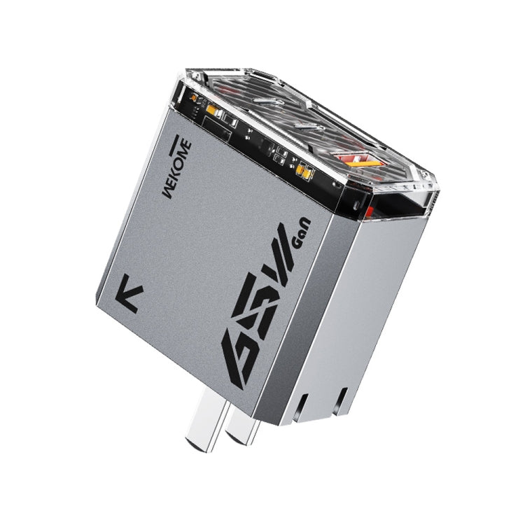 WK WP-U156 Pioneer Series 65W USB+Dual USB-C/Type-C GaN Charger(Silver) - free shipping - PMC TechLife - Order now!