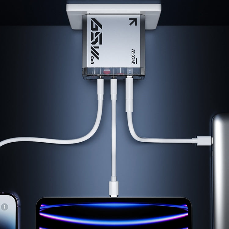 WK WP-U156 Pioneer Series 65W USB+Dual USB-C/Type-C GaN Charger(Silver) - free shipping - PMC TechLife - Order now!
