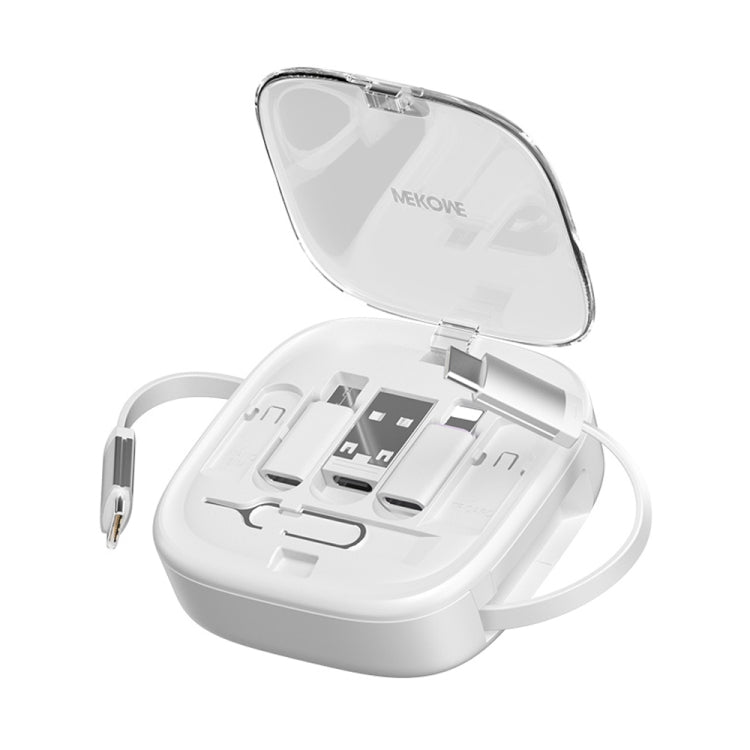 WK WDC-15 Pioneer Series 65W USB-C/Type-C to USB-C/Type-C Multifunctional Telescopic Storage Data Cable, Length: 1m(White) - Multifunction Cable by WK | Online Shopping South Africa | PMC TechLife | Buy Now Pay Later Mobicred