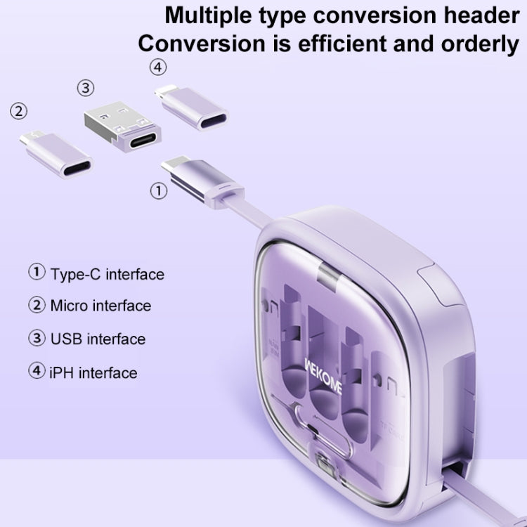 WK WDC-15 Pioneer Series 65W USB-C/Type-C to USB-C/Type-C Multifunctional Telescopic Storage Data Cable, Length: 1m(White) - Multifunction Cable by WK | Online Shopping South Africa | PMC TechLife | Buy Now Pay Later Mobicred