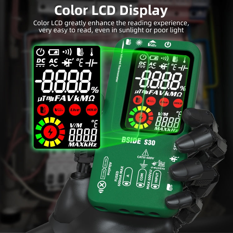 BSIDE S30 Smart Color Screen Infrared Temperature Measurement Multimeter(Red) - free shipping - PMC TechLife - Order now!