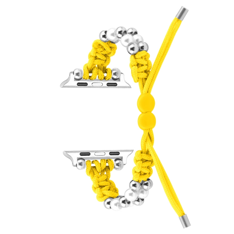 For Apple Watch SE 40mm Paracord Row Beads Drawstring Braided Watch Band(Yellow) - free shipping - PMC TechLife - Order now!
