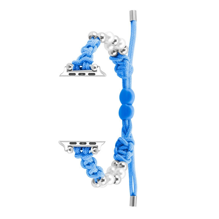 For Apple Watch Series 4 40mm Paracord Row Beads Drawstring Braided Watch Band(Blue) - Watch Bands by PMC TechLife | Online Shopping South Africa | PMC TechLife