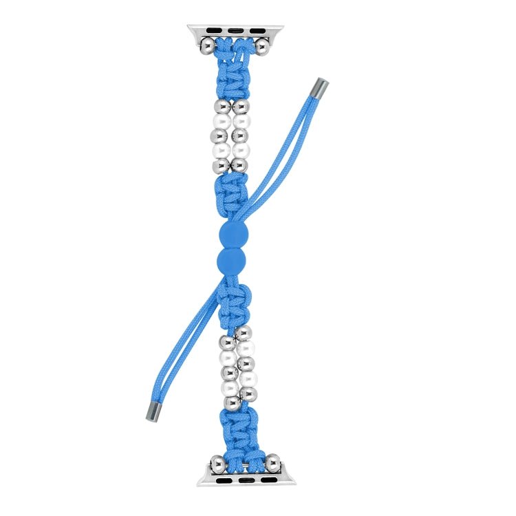 For Apple Watch Series 4 40mm Paracord Row Beads Drawstring Braided Watch Band(Blue) - Watch Bands by PMC TechLife | Online Shopping South Africa | PMC TechLife