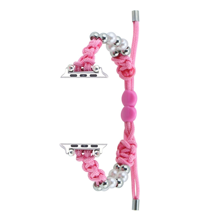 For Apple Watch Series 2 42mm Paracord Row Beads Drawstring Braided Watch Band(Pink) - Watch Bands by PMC TechLife | Online Shopping South Africa | PMC TechLife