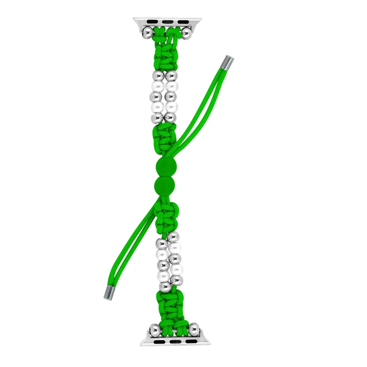 For Apple Watch Series 2 38mm Paracord Row Beads Drawstring Braided Watch Band(Green) - Watch Bands by PMC TechLife | Online Shopping South Africa | PMC TechLife