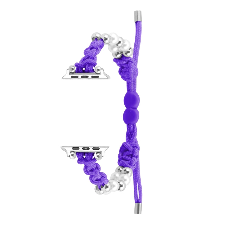 For Apple Watch Series 2 38mm Paracord Row Beads Drawstring Braided Watch Band(Purple) - Watch Bands by PMC TechLife | Online Shopping South Africa | PMC TechLife