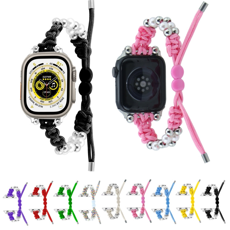 For Apple Watch SE 40mm Paracord Row Beads Drawstring Braided Watch Band(Yellow) - free shipping - PMC TechLife - Order now!